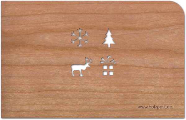 Weihnachtskarte aus Holz merry x-mas