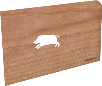Grußkarte aus Holz Schweinchen