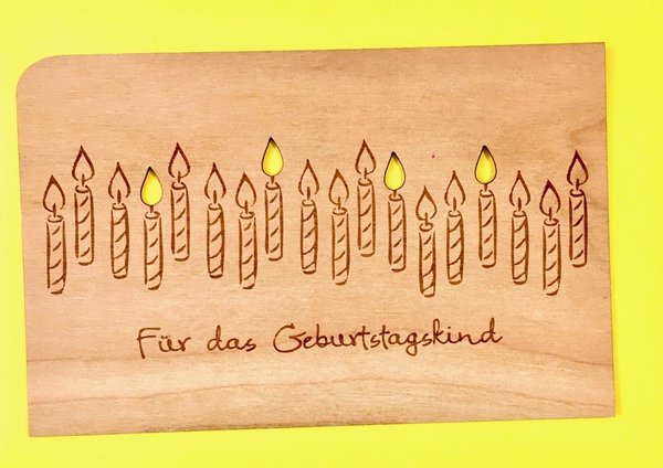 Grußkarte aus Holz Für das Geburtstagskind