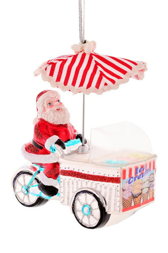 Santa mit Eiswagen Weihnachtsbaumfigur aus Glas