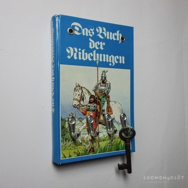 Schlüsselbrett Nibelungen Buch blau Unikat Schlüsselroman