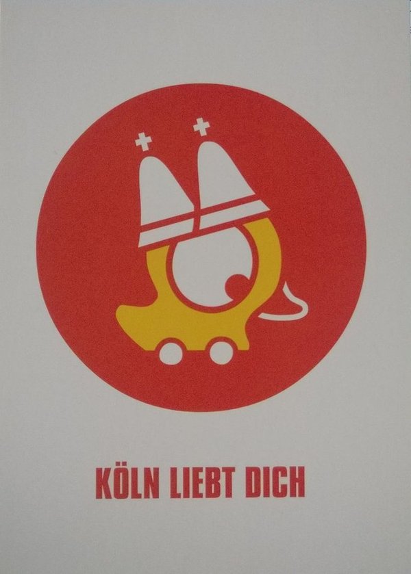 Köln liebt dich Postkarte Ente rot weiß