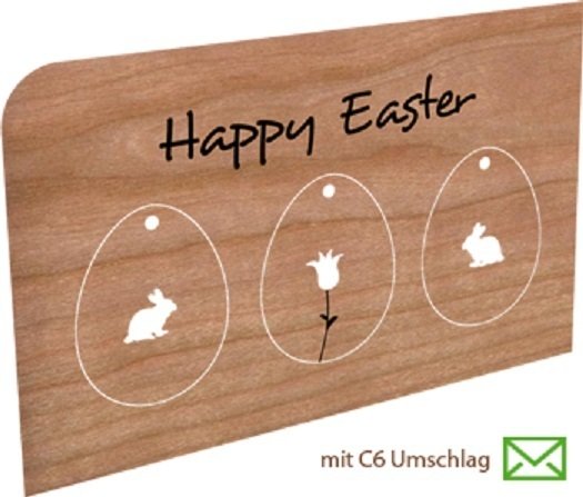 Happy Easter Osterkarte aus Holz mit Anhänger