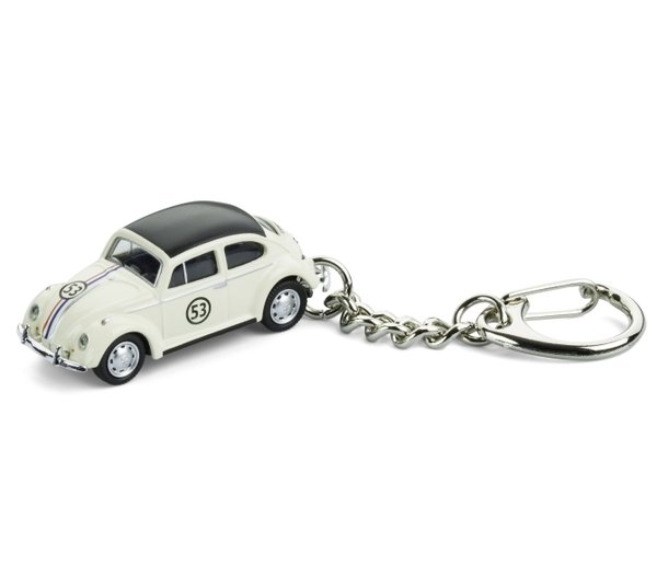 VW Käfer Schlüsselanhänger aus Metall weiß