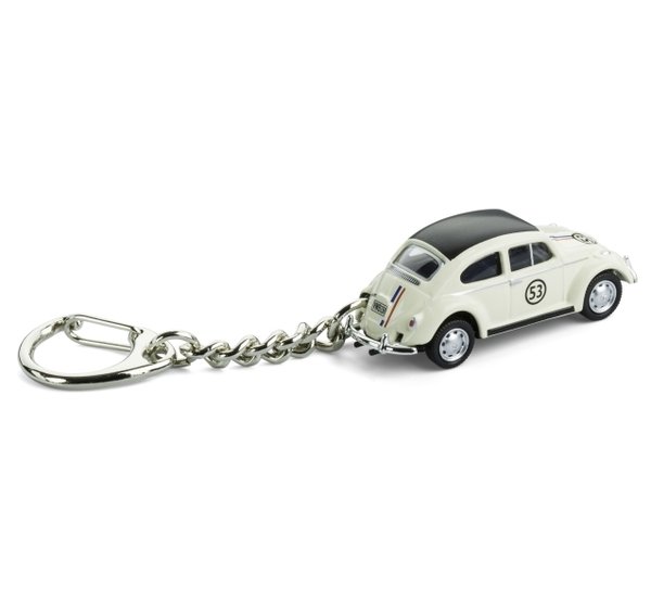 VW Käfer Schlüsselanhänger aus Metall weiß