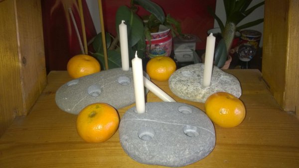 Adventskranz aus Stein Adventstein mit Kerzen