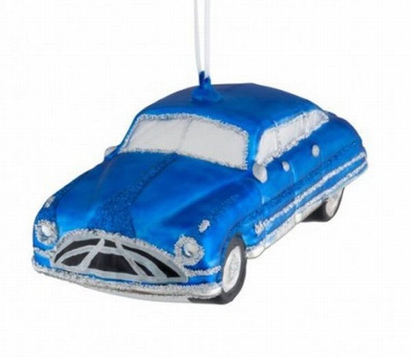 Auto Weihnachtsbaumfigur aus Glas Blue Car