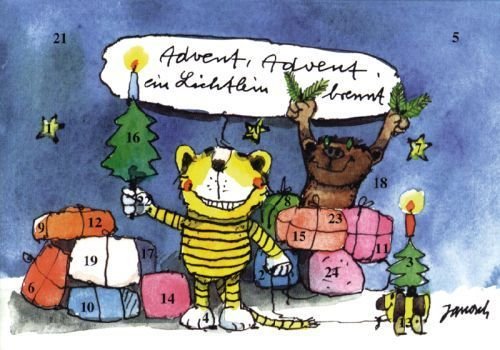 Janosch Adventskalenderkarte Tiger und Bär