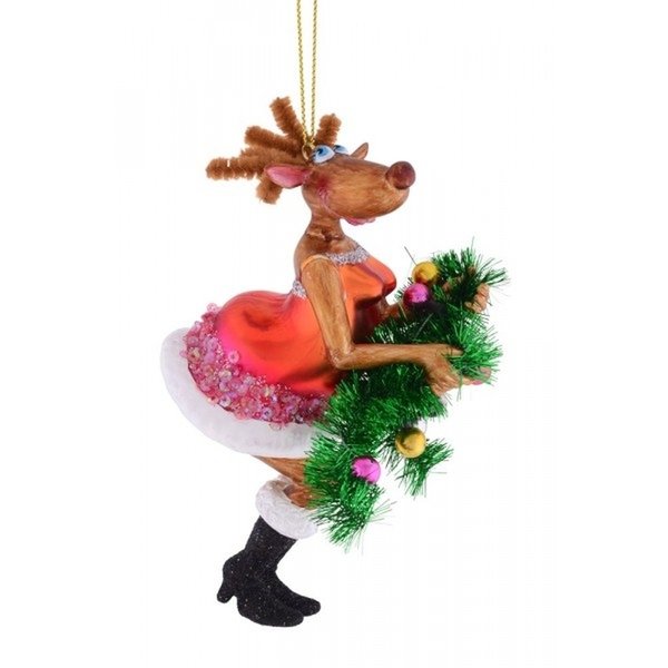 Rentier mit Tannengirlande Weihnachtsbaumfigur