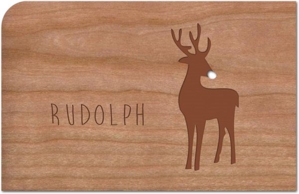 Weihnachtskarte aus Holz Rudolph
