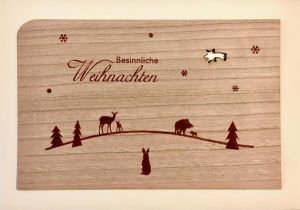 Weihnachtskarte aus Holz Besinnliche Weihnachten