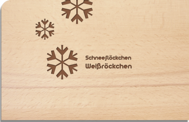 Weihnachtspostkarte Holz Schneeflöckchen Weißröckchen