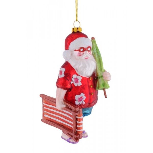 Santa mit Liegestuhl Weihnachtsbaumfigur aus Glas