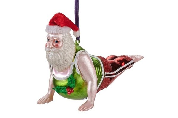 Yoga Santa Weihnachtsbaumfigur aus Glas Sphinx