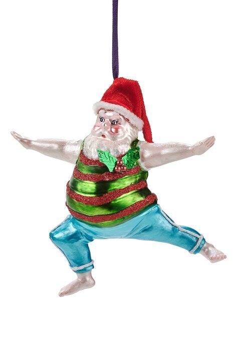 Yoga Santa Weihnachtsbaumfigur aus Glas Krieger
