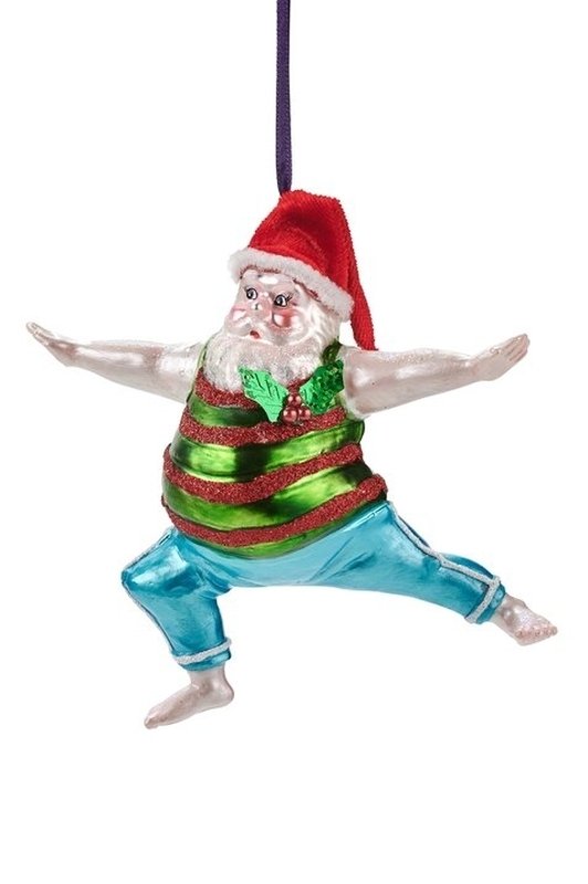 Yoga Santa Weihnachtsbaumfigur aus Glas Krieger