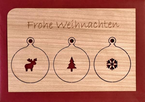 Weihnachtskarte aus Holz Weihnachtskugel
