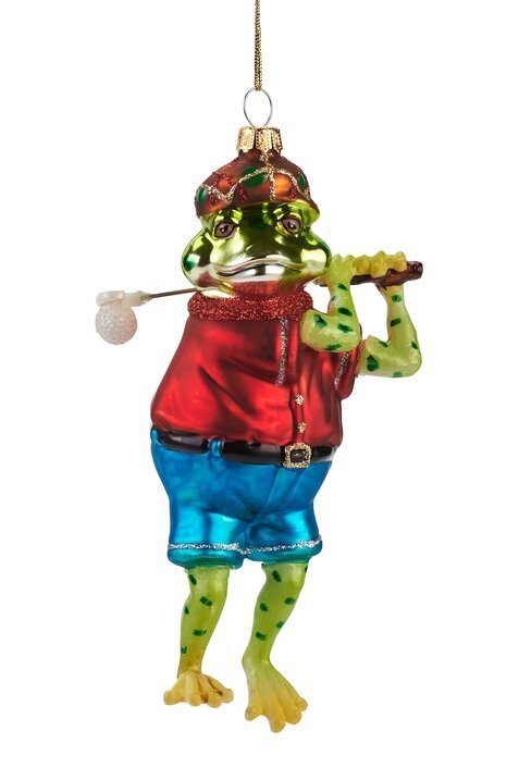 Frosch Golfspieler Weihnachtsbaumfigur aus Glas