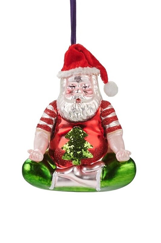 Santa Weihnachtsbaumfigur aus Glas meditierend